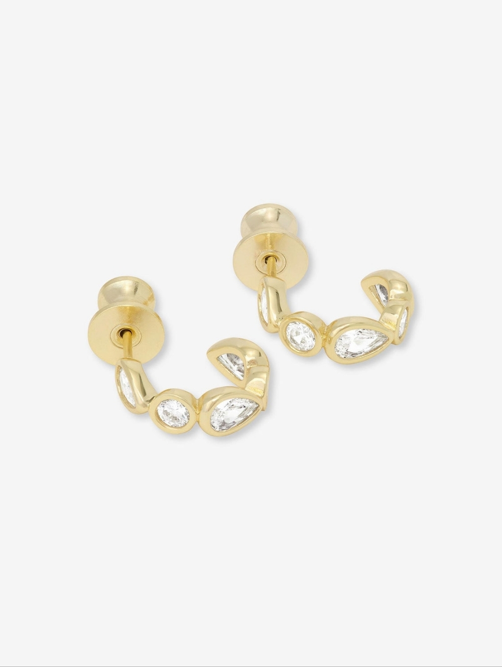 Melinda Maria Isla Huggie Hoops White Diamondette Gold Earrings NEW - FIRM✨️ - Picture 2 of 3
